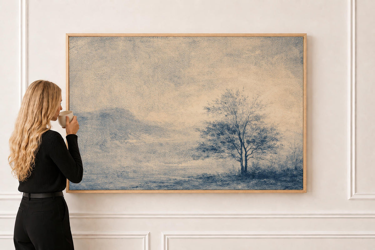 Minimalist Blue Tree — Landscape Print | Product view 1