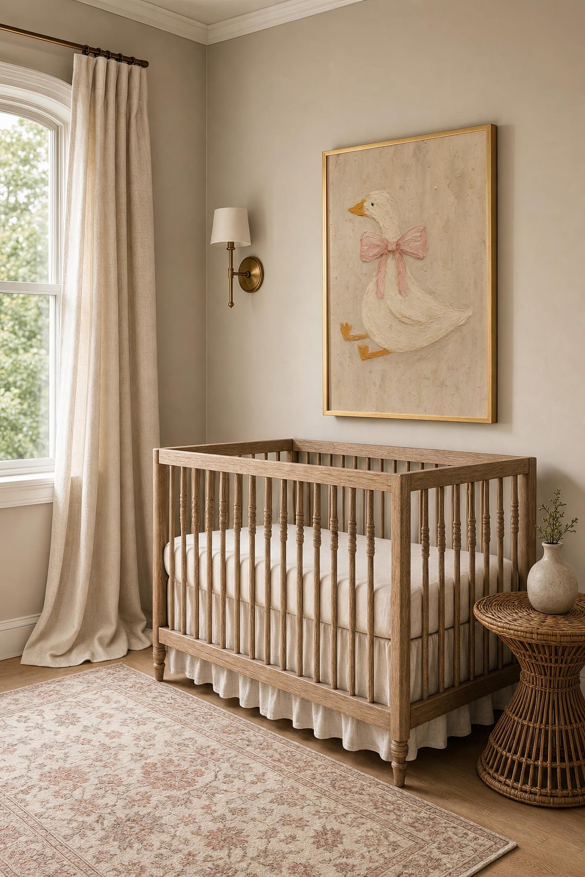 Vintage Duck Nursery Art: Canvas-Style Print with Pink Bow FG4890 | Product view 3