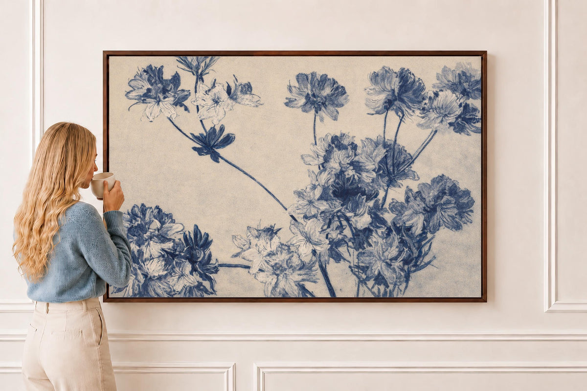 Vintage Blue Botanical Flowers — Floral Print | Product view 1