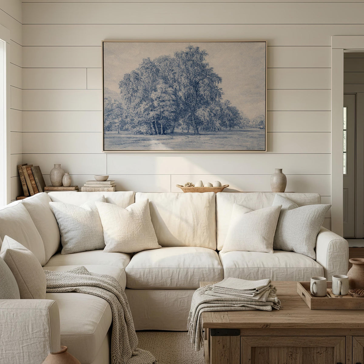 Blue Landscape Wall Art – French Country Tree Print, Farmhouse Decor | Product view 1