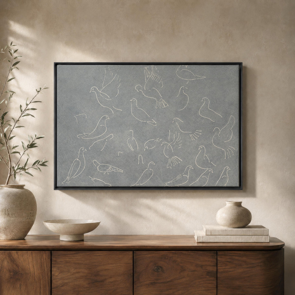 Blue Gray Dove Sketch — Wall Art | Product view 2