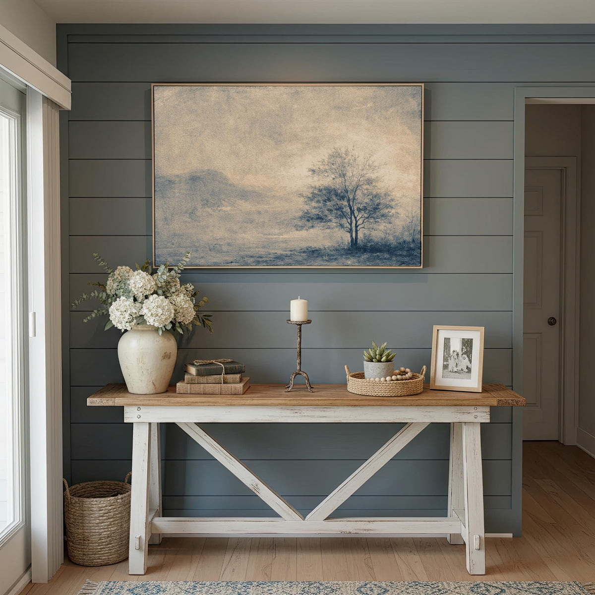 Minimalist Blue Tree — Landscape Print | Product view 2