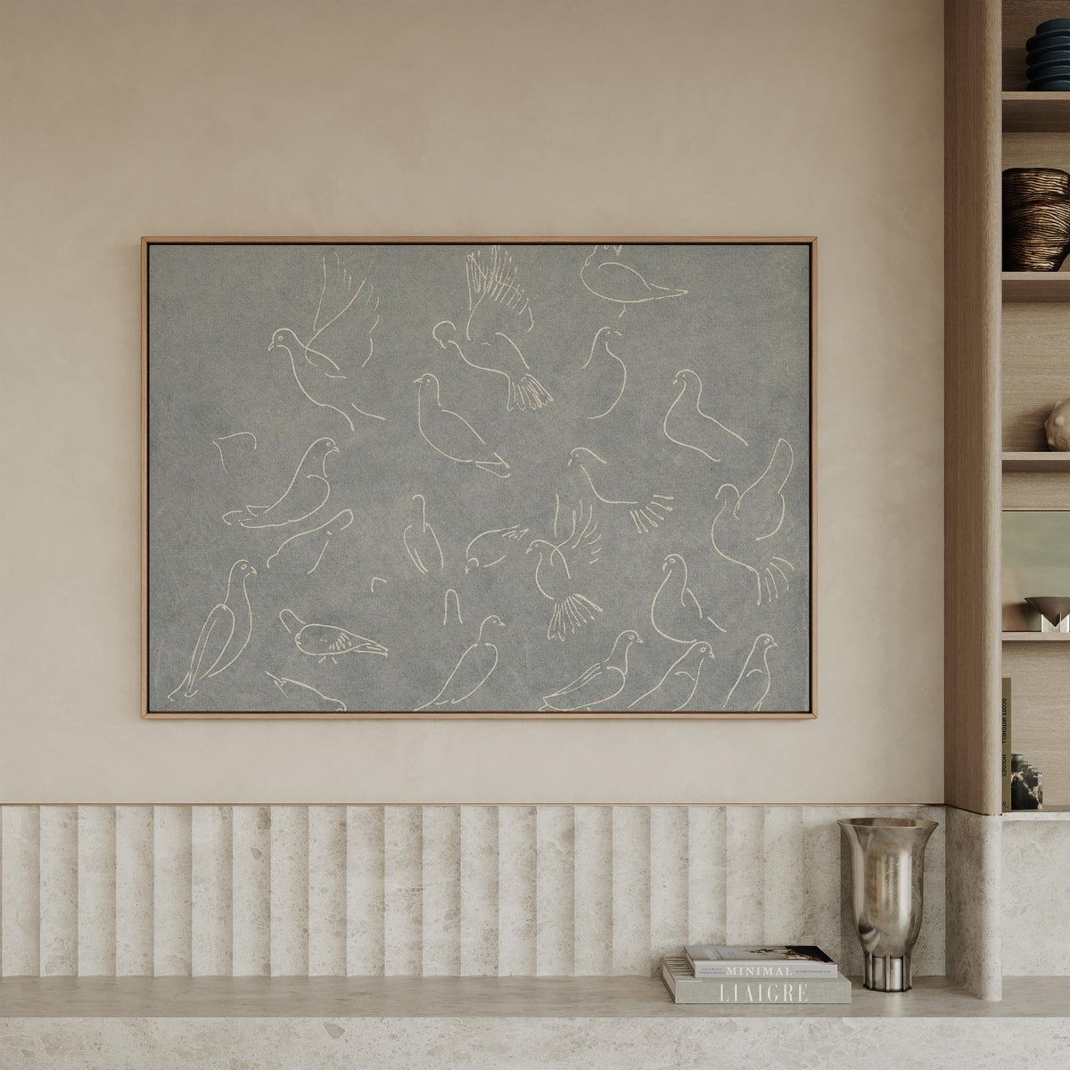 Blue Gray Dove Sketch — Wall Art | Product view 6