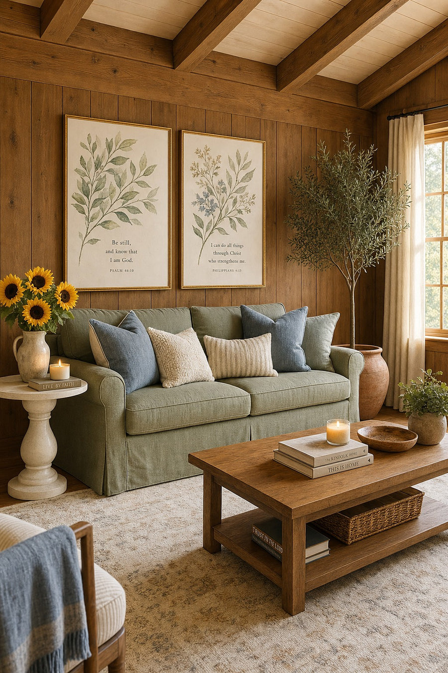 Framed artwork in a living room