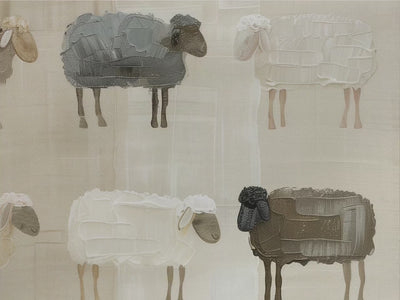 Abstract Sheep Wall Art, Minimalist Animal Print, Cozy Beige Nursery