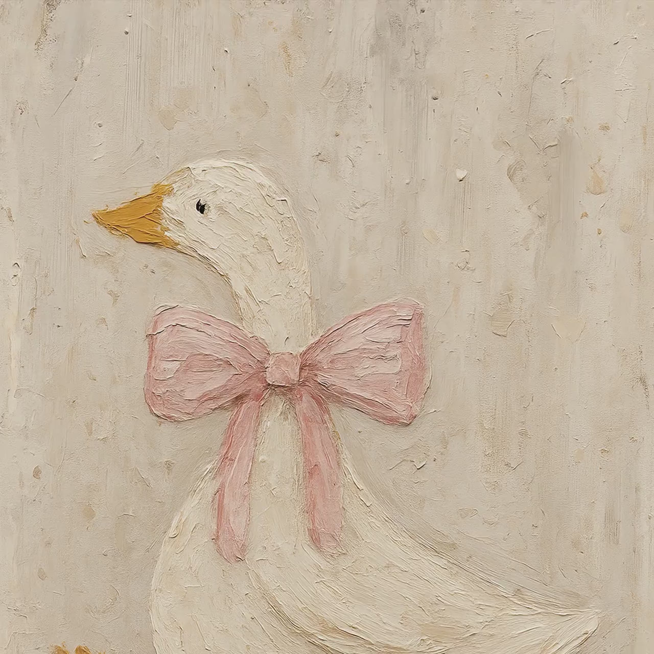 Vintage Duck Nursery Art: Canvas-Style Print with Pink Bow